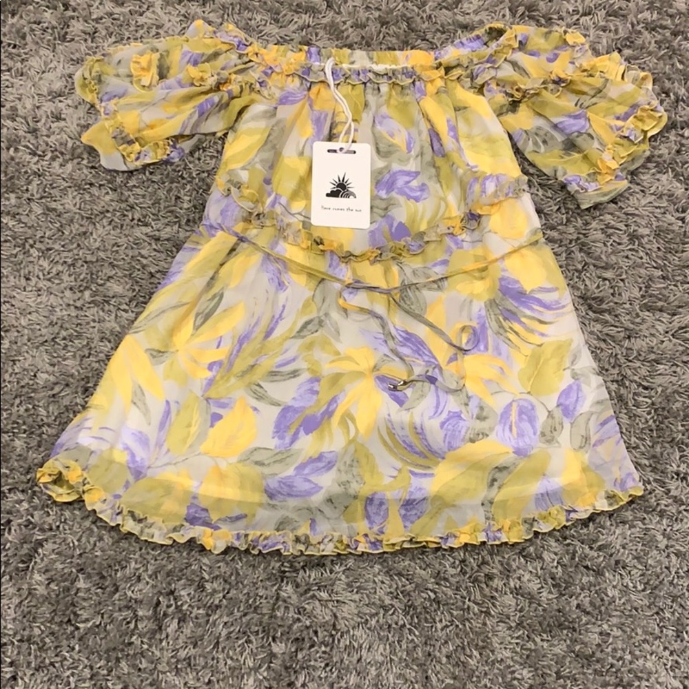 Off the Shoulder Floral Print Peasant Dress